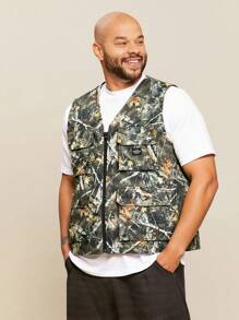 EASEVO Chaleco sin mangas tejido para hombre de talla grande para escalada y deportes al aire libre, para otoño e invierno - Granate - Ver 2