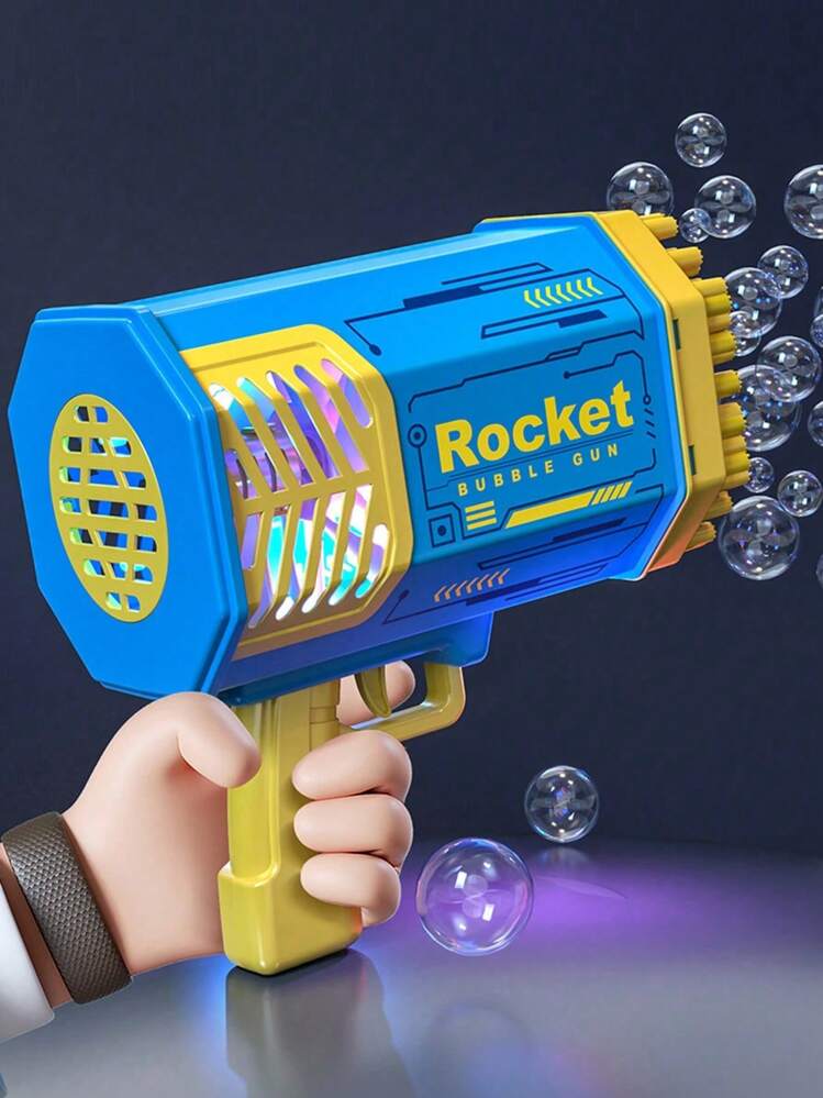 1PC 40-Hole Electric Bubble Machine Handheld Gatling Automatic Bubble Gun Portable Outdoor Party Toy LED Light Hair Gift (Bubble Liquid And 4xAA Battery Not Included Made Of Plastic) Children's Toy Gun With Fan, Light & Bubble Blower Automatic Bubble Blow - Blue - View 11