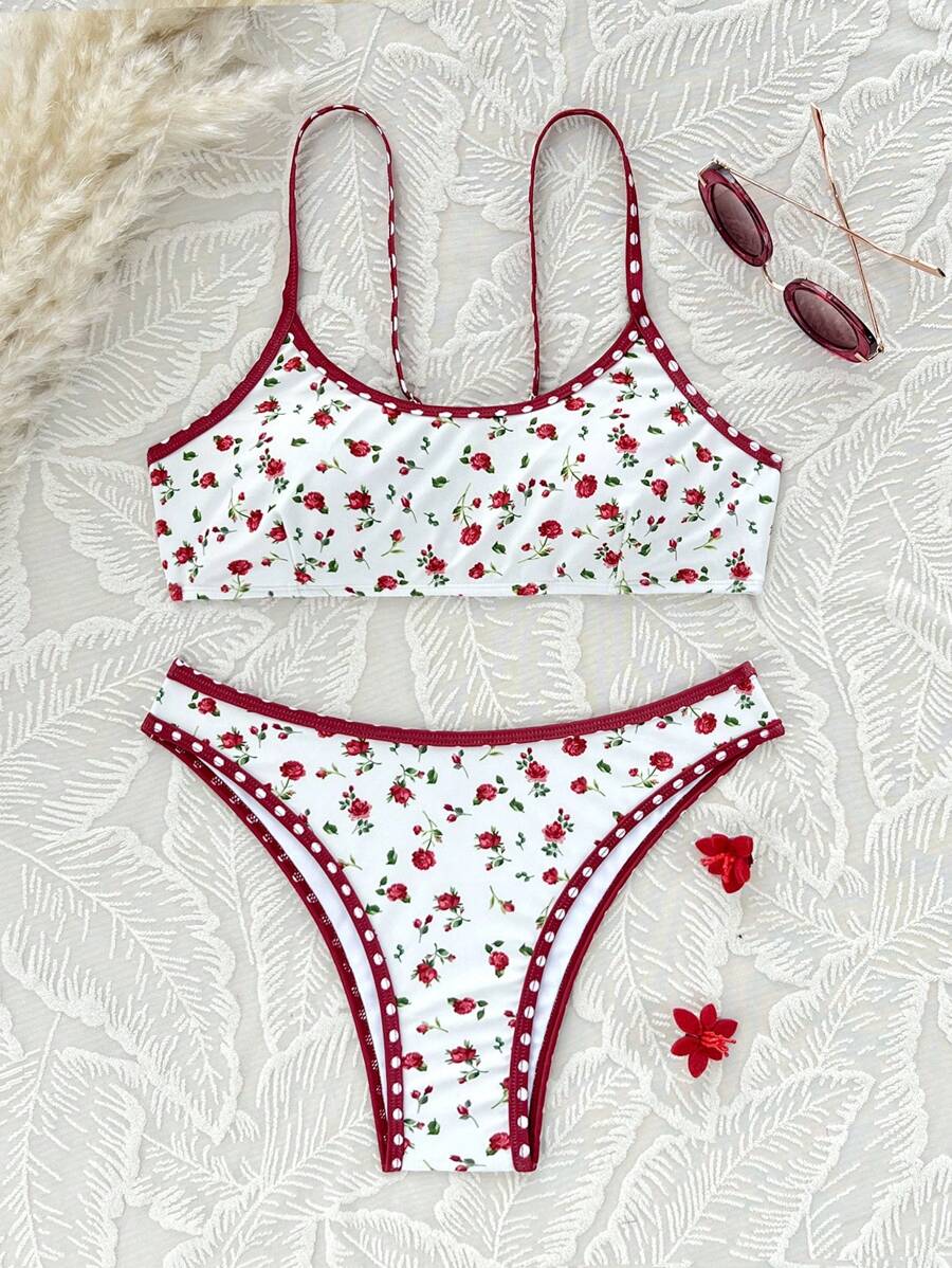 Swim Mod 女士沙滩度假碎花波点性感比基尼套装 - 彩色 - 查看 1