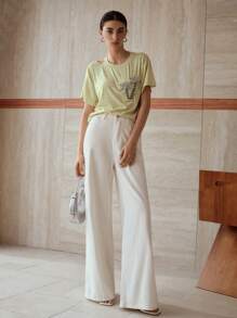 MOTF PREMIUM CAMISETA CON DETALLES DE RHINESTONE Y RECORTES - Verde - Ver 2