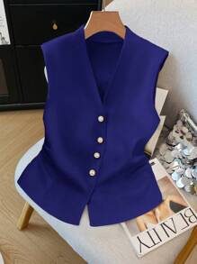 GlowEve Sleeveless Elegant Women Shirt - Blue - View 3