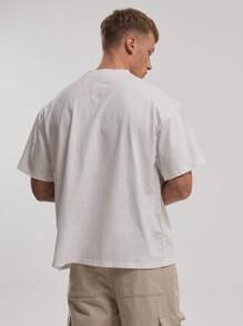 Men M Fade Musero Oversized Graphic T-Shirt For Spring Summer - Beige - View 3