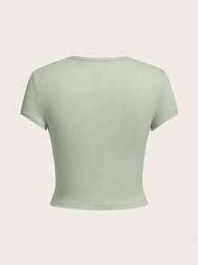 SHEIN EZwear 4 件套黑色、绿色、粉色、灰色休闲圆领短袖紧身女士 T 恤，适合夏季 - 彩色 - 查看 4