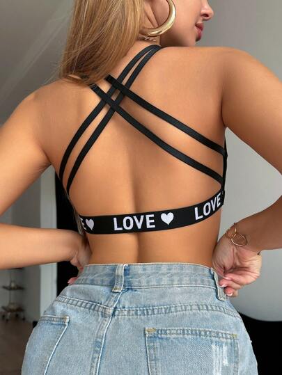 Sujetador deportivo ligero y cómodo con cinta en el diseño cruzado de la espalda para mujeres