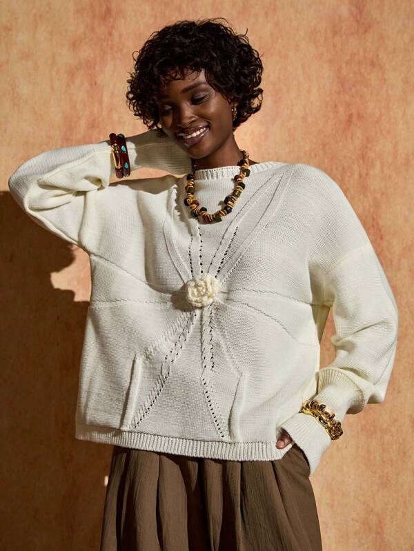 Bóhologie 3D Rose Detailed Knitwear Sweater