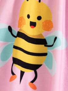 Baby Girls' Cute Bee Graphic Sleeveless Dress, Fashion New Style For Spring & Summer Bee Dress Toddler Pink Toddler Bee Dress Sunflower Dress Toddler - Pink - View 4