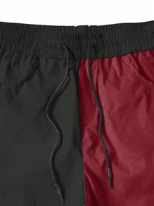 Manfinity Homme Pantalones casuales de hombre con bolsillo de carga y cintura con cordón de color de contraste