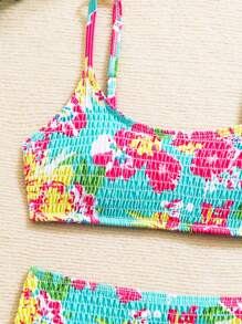 SHEIN Floral Print Bikini Set, Holiday Style - Multicolor - View 3