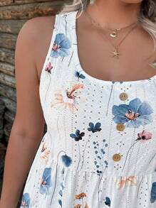 SHEIN LUNE Áo ba lỗ không tay thêu họa tiết dệt kim cỡ lớn - Nhiều màu - Xem 5