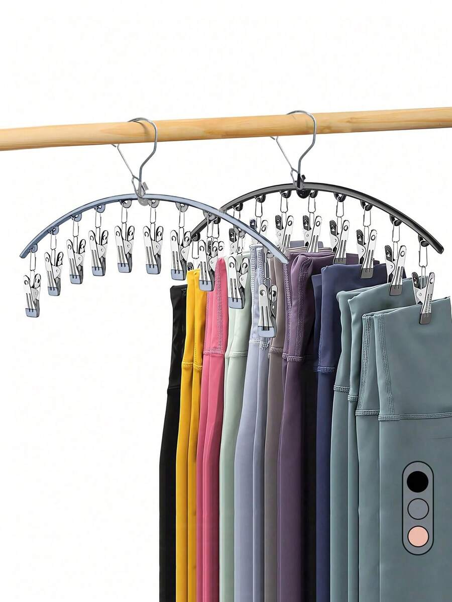 Stainless Steel Multi-Clip Laundry Organizer - Wind-Resistant Balcony Drying Rack With Non-Slip Grips For Socks/Underwear/Small Garments - Multicolor - View 1