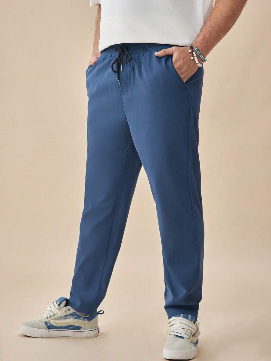 EASEVO Men Solid Slant Pocket Trousers - Blue - View 1