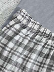 RueChic Conjunto de pijama de 3 piezas de mujer de algodón con camisa estampada con osos lindos y Bottom a cuadros y pantalón corto para el hogar