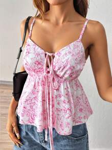 Chiquease Top camisola con estampado floral, corte crop, frente envolvente y volantes, elegante y lindo, apto para uso diario casual, viajes, playa, festivales de música, ir y venir, primavera/verano