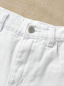 SHEIN Short in jeans di moda boho in lavaggio chiaro a vita alta per ragazze pre-adolescenti, con orlo sfrangiato e tasche usurate, pantaloncini baggy da ragazza per vacanze estive al mare, outfit casual da concerto estivo e festival, outfit estivi per brunch e laurea per ragazze