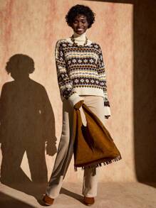 Bóhologie Sweter damski z wielokolorowym żakardowym wzorem