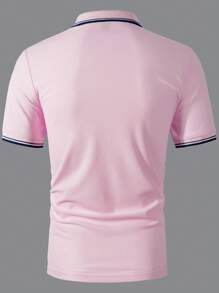 Manfinity Homme Camisa polo casual con rayas para hombres