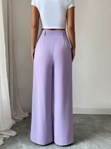 Selianne Slouchy Purple Loose Wide Leg Pants, Casual Straight Summer Maxi Trousers For Women Fall Cloth For Women