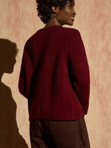 Bóhologie Pique Knitting Type Thick Knitted Cardigan With Gold Button Accessory Elegant Style Burgundy Cardigan,Cardigans For Women,Long Cardigans Woman,Petite Cardigans,Cardigans - Burgundy - View 2