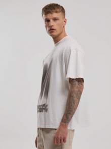 Men M Fade Musero Oversized Graphic T-Shirt For Spring Summer - Beige - View 2
