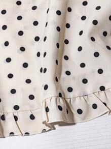 SHEIN Clasi 女式无袖圆点褶饰后背荷叶边下摆衬衫上衣