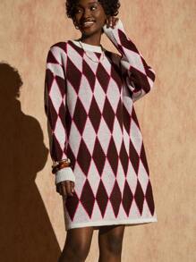 Bóhologie Women Sweater Dress With Jaquard Detail,Petite