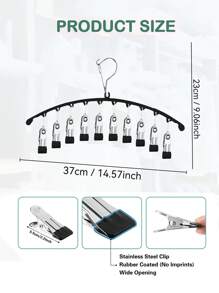 Stainless Steel Multi-Clip Laundry Organizer - Wind-Resistant Balcony Drying Rack With Non-Slip Grips For Socks/Underwear/Small Garments - Multicolor - View 3