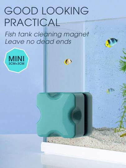 Cepillo magnético mini para acuario - Raspador de algas de 360° de doble cara para acuarios plantados, limpiador compacto de pecera con diseño de cobertura total, fregador resistente a los arañazos (antioxidante)