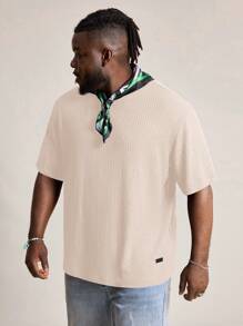 EASEVO Camiseta negra casual de punto con cuello redondo para hombre tallas grandes, adecuada para el verano