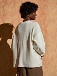 Bóhologie 3D Rose Detailed Knitwear Sweater - Beige - View 2