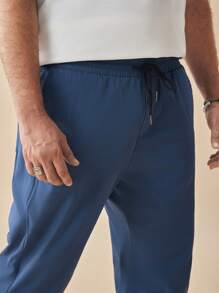 EASEVO Men Solid Slant Pocket Trousers - Blue - View 6