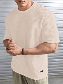 EASEVO Camiseta negra casual de punto con cuello redondo para hombre tallas grandes, adecuada para el verano