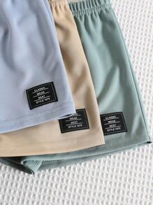 SHEIN 6 Stücke Baby Jungen/Mädchen Set mit Buchstaben-Muster Kurzarm T-Shirts & Shorts mit Gummibund, süßes einfarbiges Grundoutfit, Frühling/Sommer