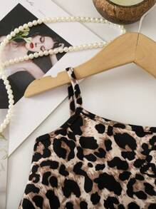 SHEIN Baby Girl Summer Cute Casual Knit Leopard Print Jumpsuit - Brown - View 6