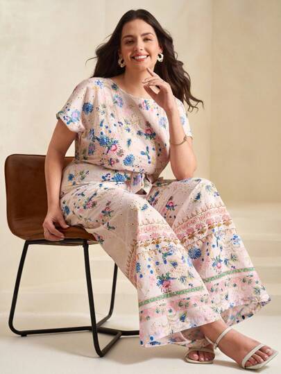 SHEIN Clasi Plus Size Women Embroidered Elegant Jumpsuit, Women Summer Clothing, Woman Summer Clothes, Women Clothes, Work Summer Dresses, 4th Of July Women, Graduation Dress, Fourth Of July Outfit, Honeymoon Outfits Woman, Summer Outfits For Women, Western Wear Women, Island Vacation Outfits,