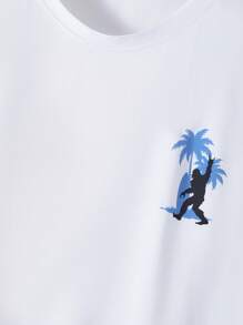 Manfinity AFTRDRK Conjunto de camiseta de tirantes y pantalones cortos con estampado de palmeras para hombre, conjunto de ropa de vacaciones y resort para hombres - Multicolor - Ver 4