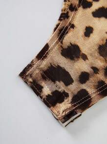 SHEIN LUNE Bodysuit Jala Motif Leopard Modis untuk Wanita, Musim Panas - MultiWarna - View 6