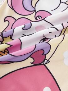 Back To School FashionGirl Toddler Cute Unicorn & Cloud Love Pattern Fashionable, Cozy Round Neck Short Sleeve Long Nightgown Loungewear Girls Unicorn Clothes Children Girl Clothes