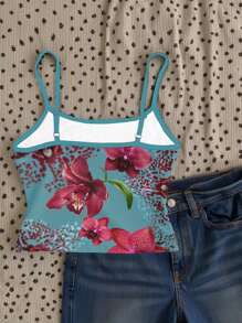 INAWLY Canotta sottile e attillata con stampa floreale, di stile Y2K, casual e sexy