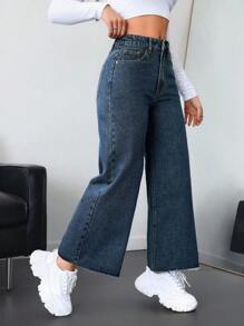 SHEIN ICON Casual Denim Jeans Pants, Simple & Fashionable For Everyday Wear - Dark Wash - View 6