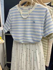 SHEIN 女式全印花T恤，舒适休闲春夏 - 白色 - 查看 3