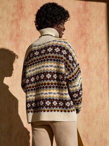 Bóhologie Sweter damski z wielokolorowym żakardowym wzorem