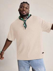 EASEVO Camiseta negra casual de punto con cuello redondo para hombre tallas grandes, adecuada para el verano