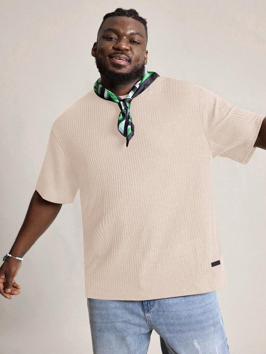 EASEVO Camiseta negra casual de punto con cuello redondo para hombre tallas grandes, adecuada para el verano