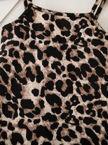 SHEIN Baby Girl Summer Cute Casual Knit Leopard Print Jumpsuit - Brown - View 3