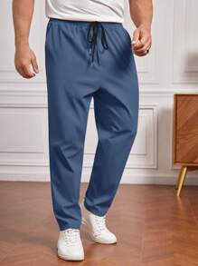 EASEVO Men Solid Slant Pocket Trousers - Blue - View 10