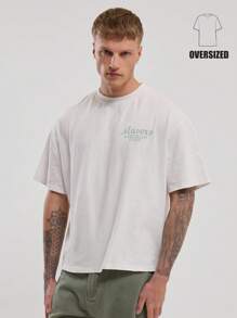 SHEIN X ELOISA & ORSON Musero Camiseta informal oversized y cuadrada con eslogan Musero para primavera y verano