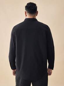 Manfinity VCAY Men Plus Solid Button Front Shirt - Black - View 2