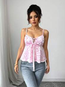 Chiquease Top camisola con estampado floral, corte crop, frente envolvente y volantes, elegante y lindo, apto para uso diario casual, viajes, playa, festivales de música, ir y venir, primavera/verano