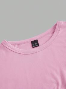 SHEIN EZwear 4 件套黑色、杏色、粉色、白色休闲圆领短袖修身女式 T 恤，适合夏季 - 彩色 - 查看 5