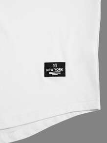 Manfinity Homme Conjunto de Camiseta de manga corta con escote en V y estampado de letras casual para hombre + Pantalones cortos con cordón en la cintura